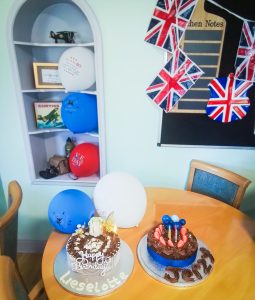 Image of two decorated birthday cakes for Lilo and Jerzy